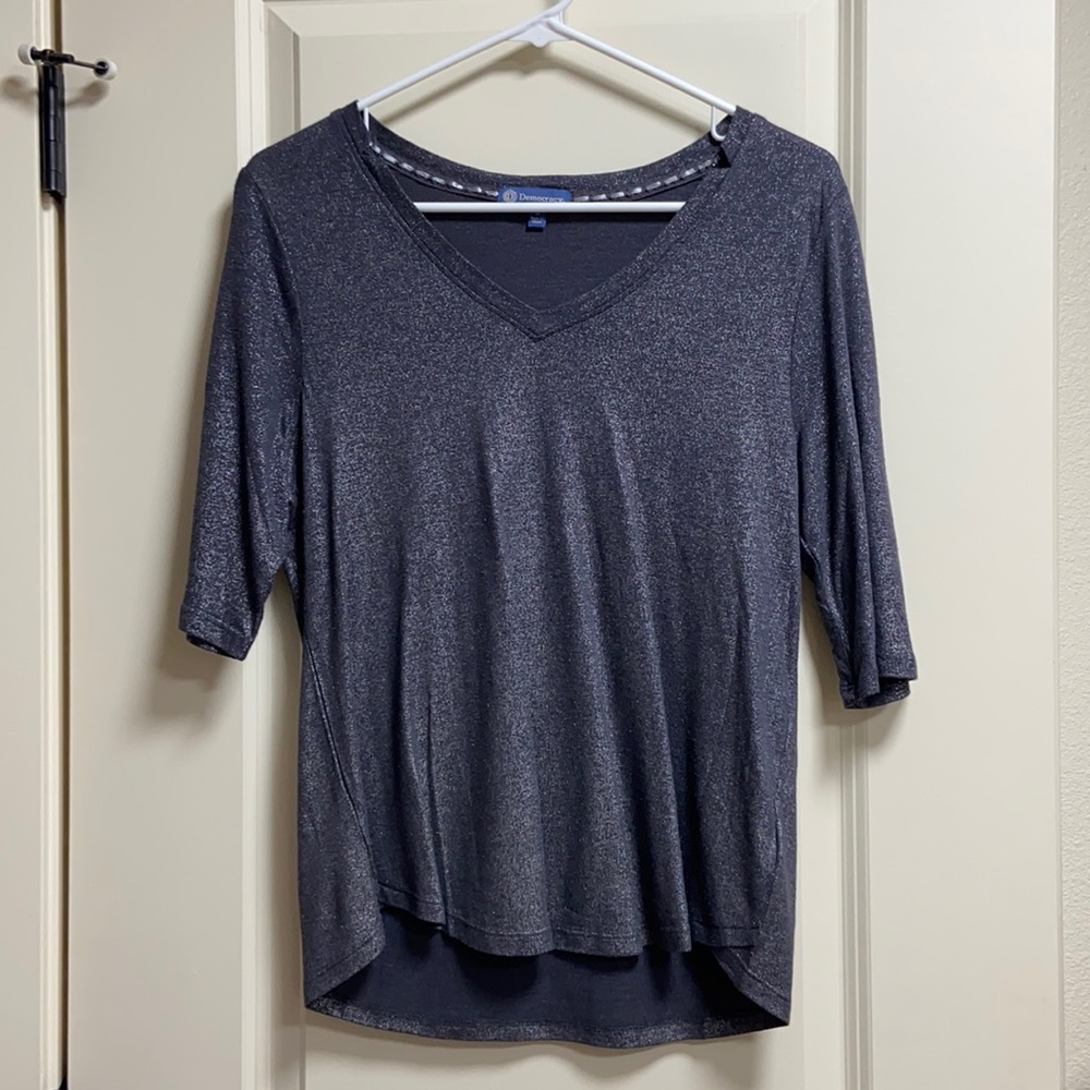 Silver and gray metallic 1/2 sleeve tee